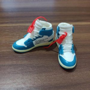 1/6 Sepatu Sneakers AJ1 off white blue beaverton miniatur
